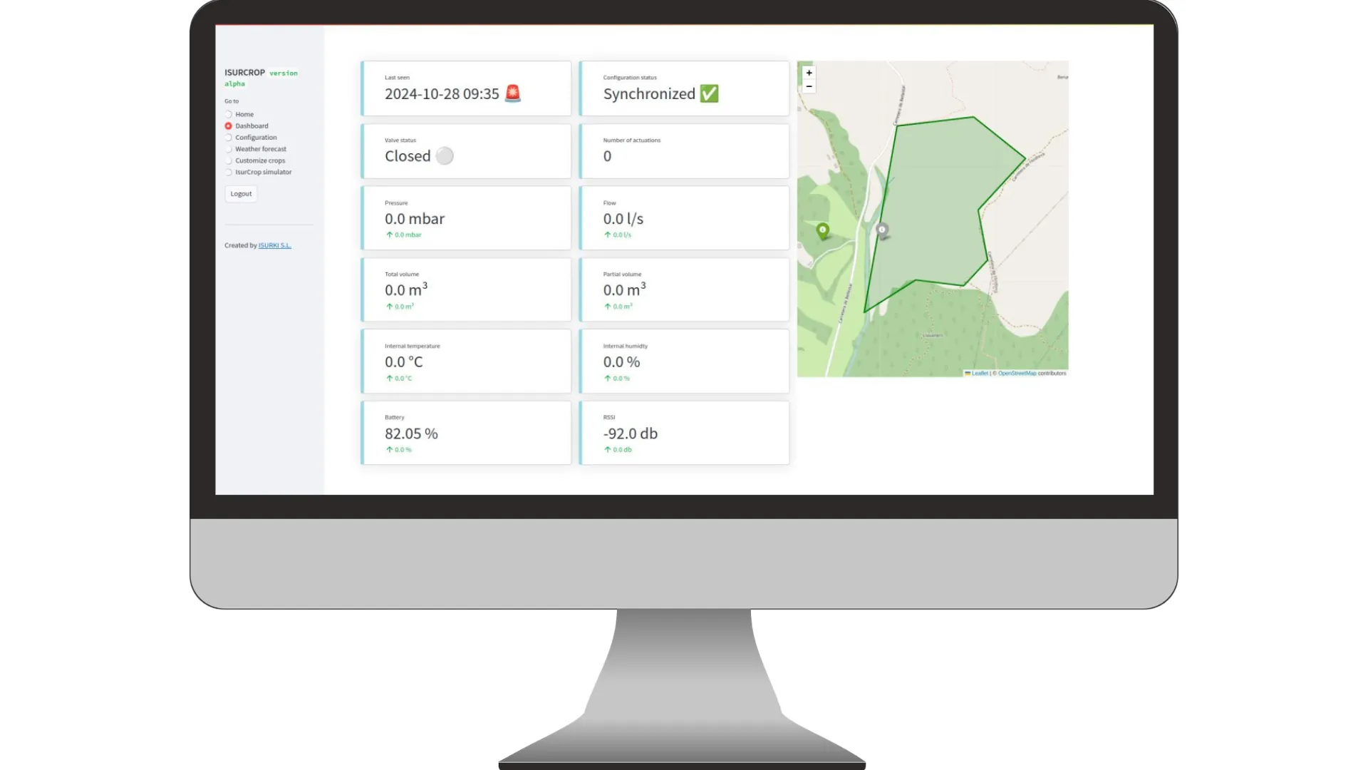 Aplicación de monitoreo ISURCROP - Monitoreo de parametros de riego